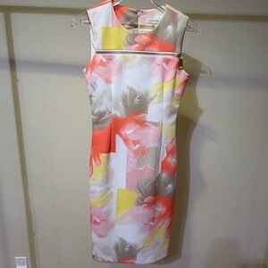 Calvin Klein Women's Midi Dress - Pink, Yellow, Gray Floral